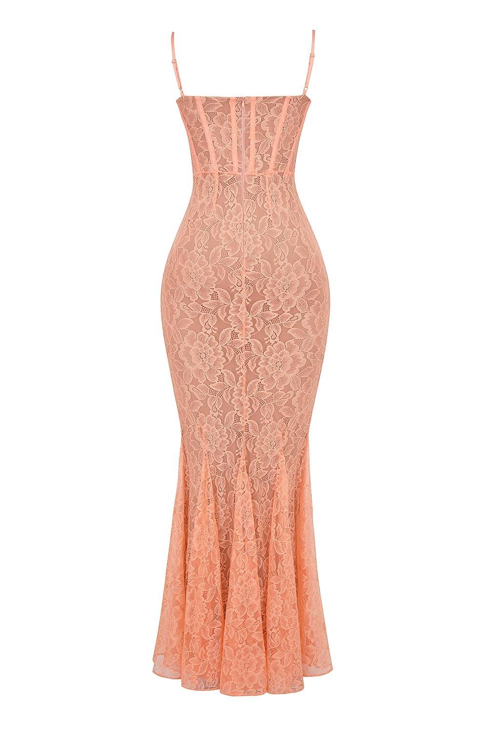 Cordelia Sorbet Lace Godet Maxi Dress Product Image