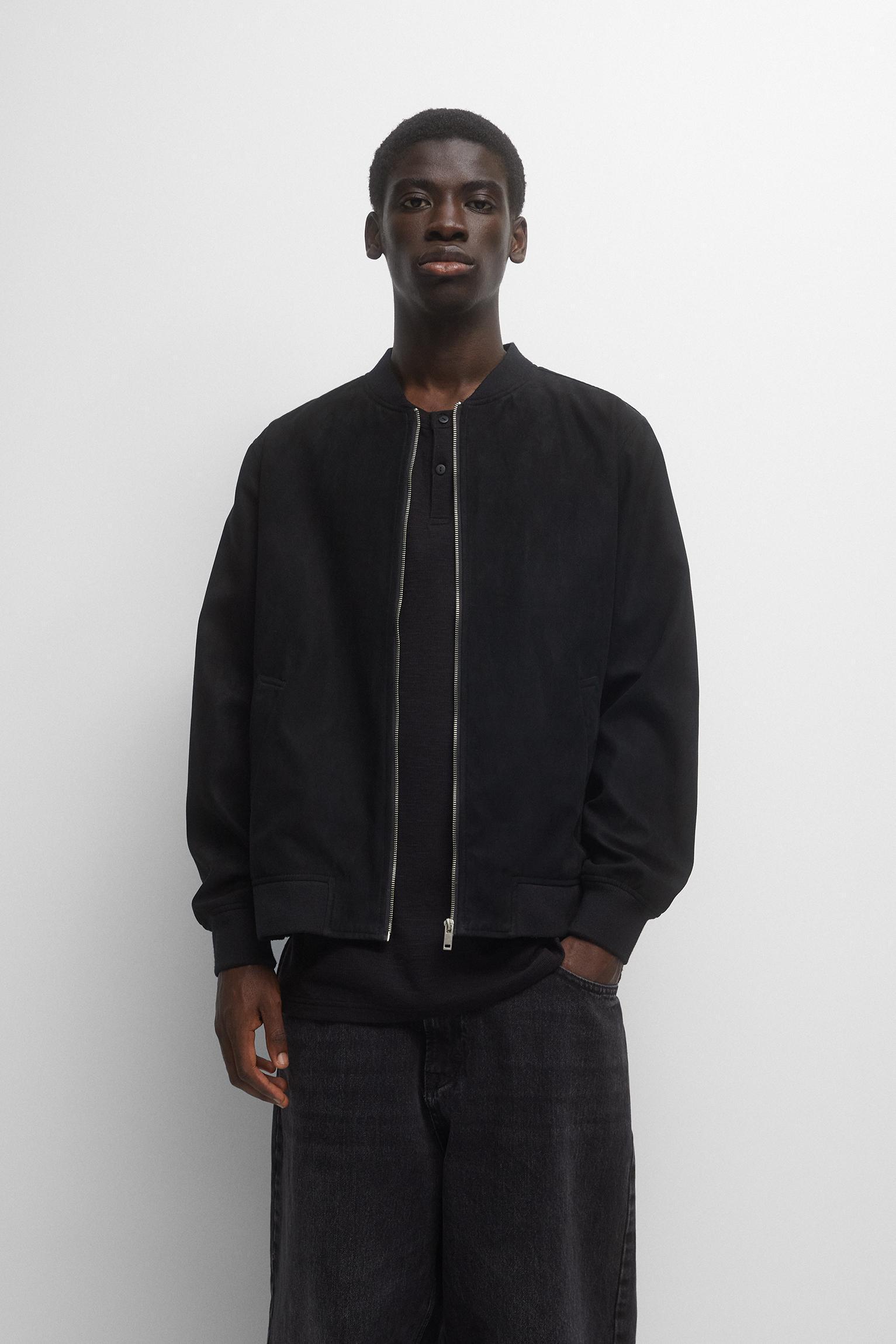 Faux suede bomber jacket Product Image