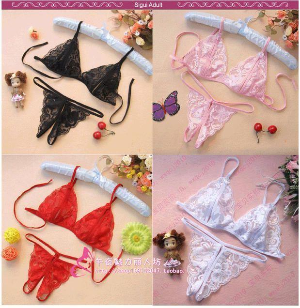Set: Lace Bralette + Thongs Product Image