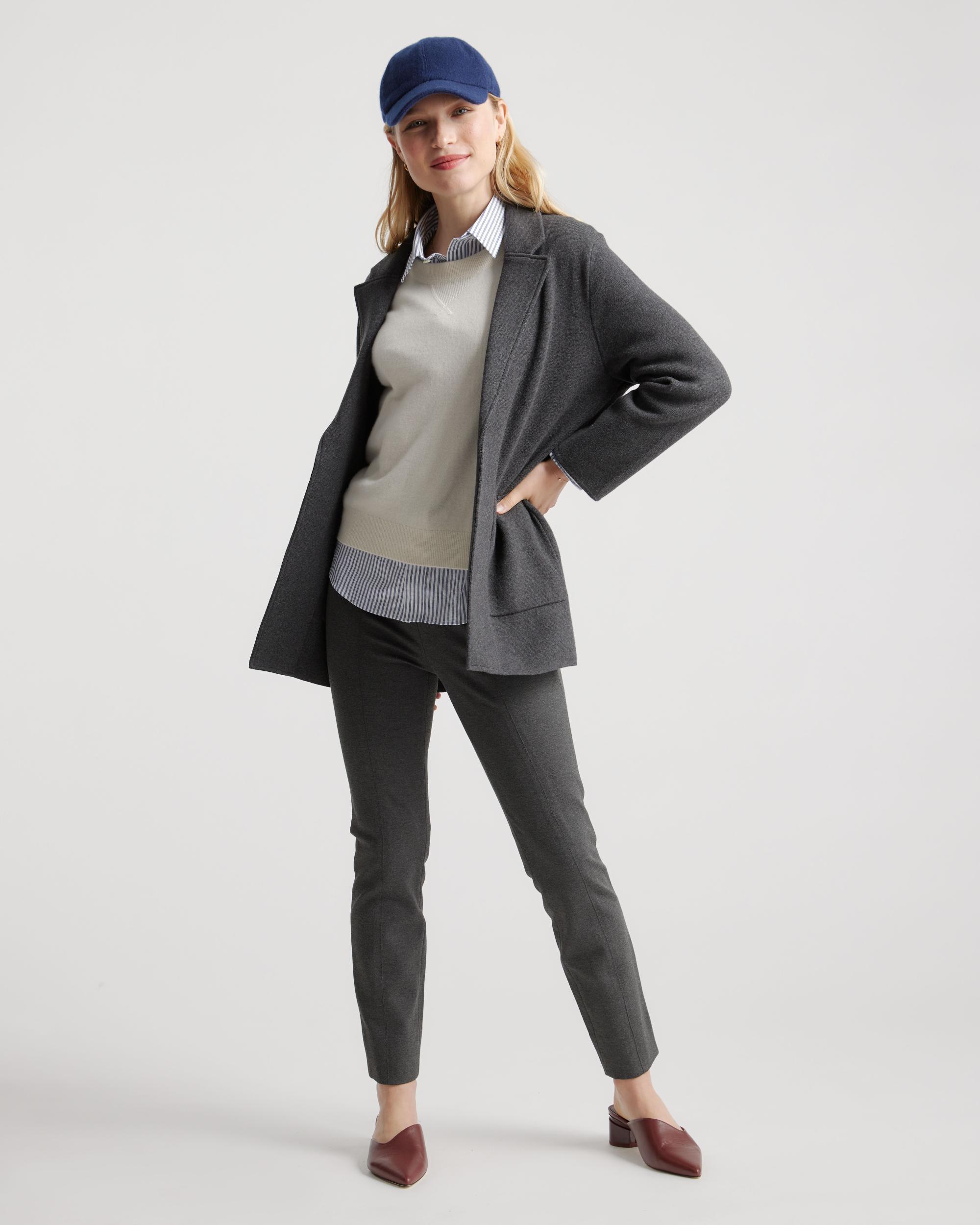 Quince | Women's Ultra-Stretch Ponte Pintuck Ankle Pants Size XL, Rayon Product Image