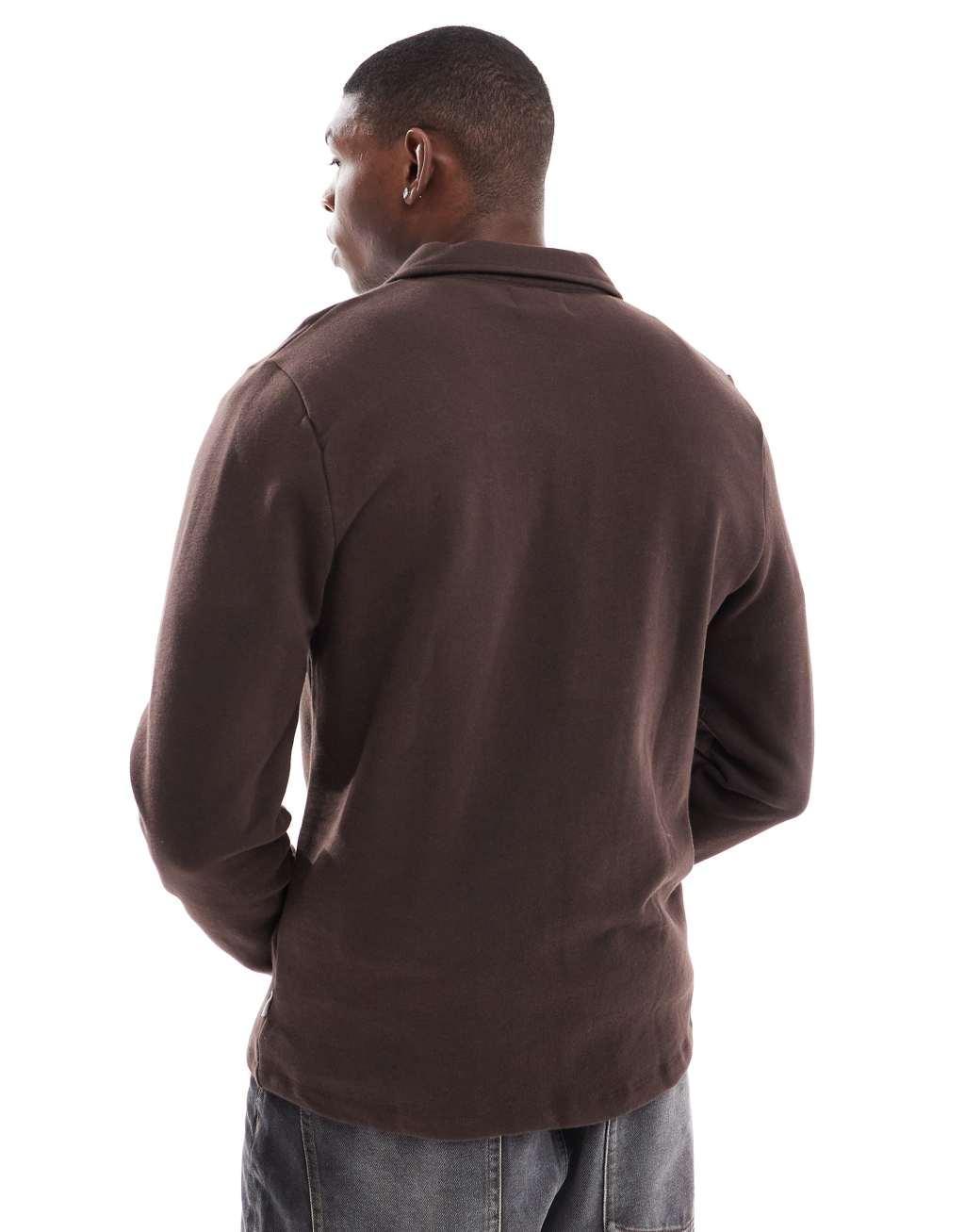Scalpers polo pocket sweater in brown   Product Image