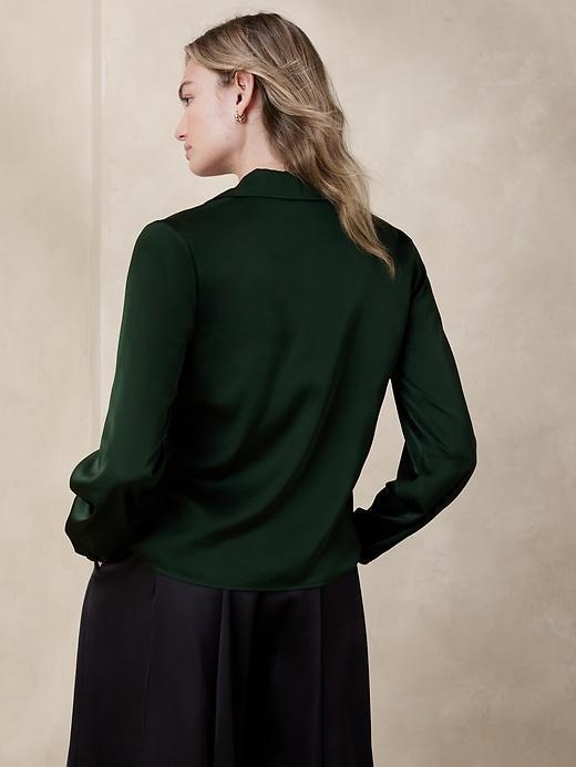 Satin Covered-Button Blouse Product Image