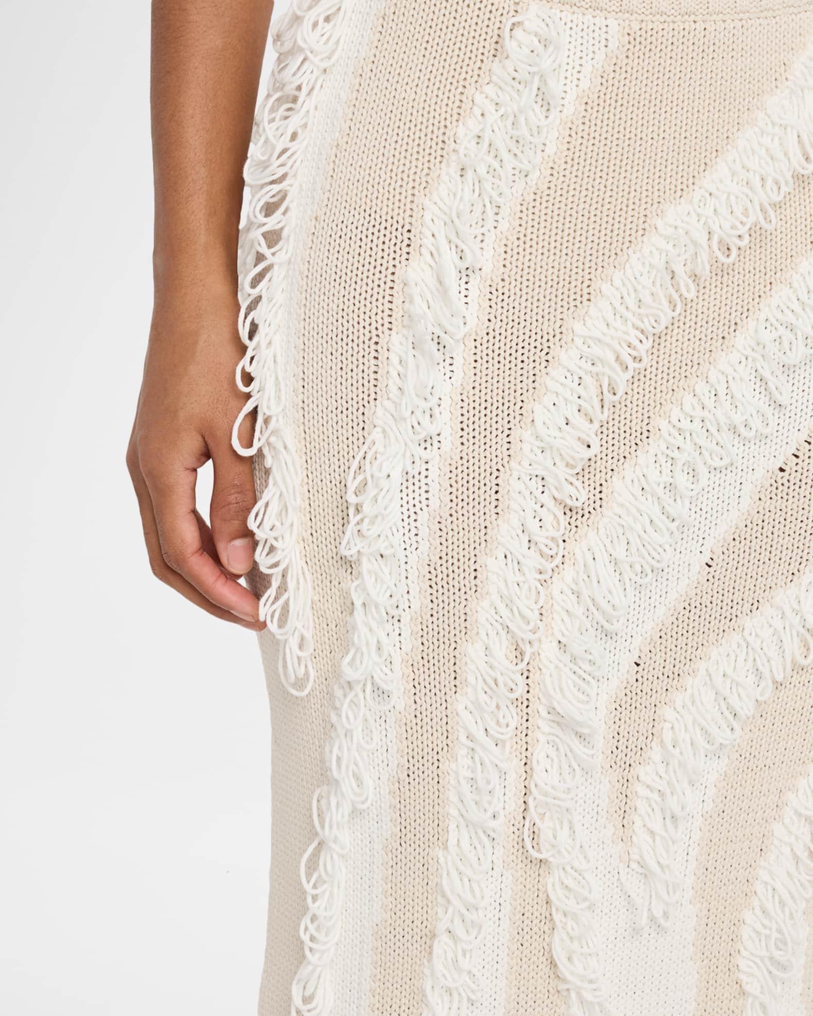 Roaring Fringed Knit Midi Skirt Product Image