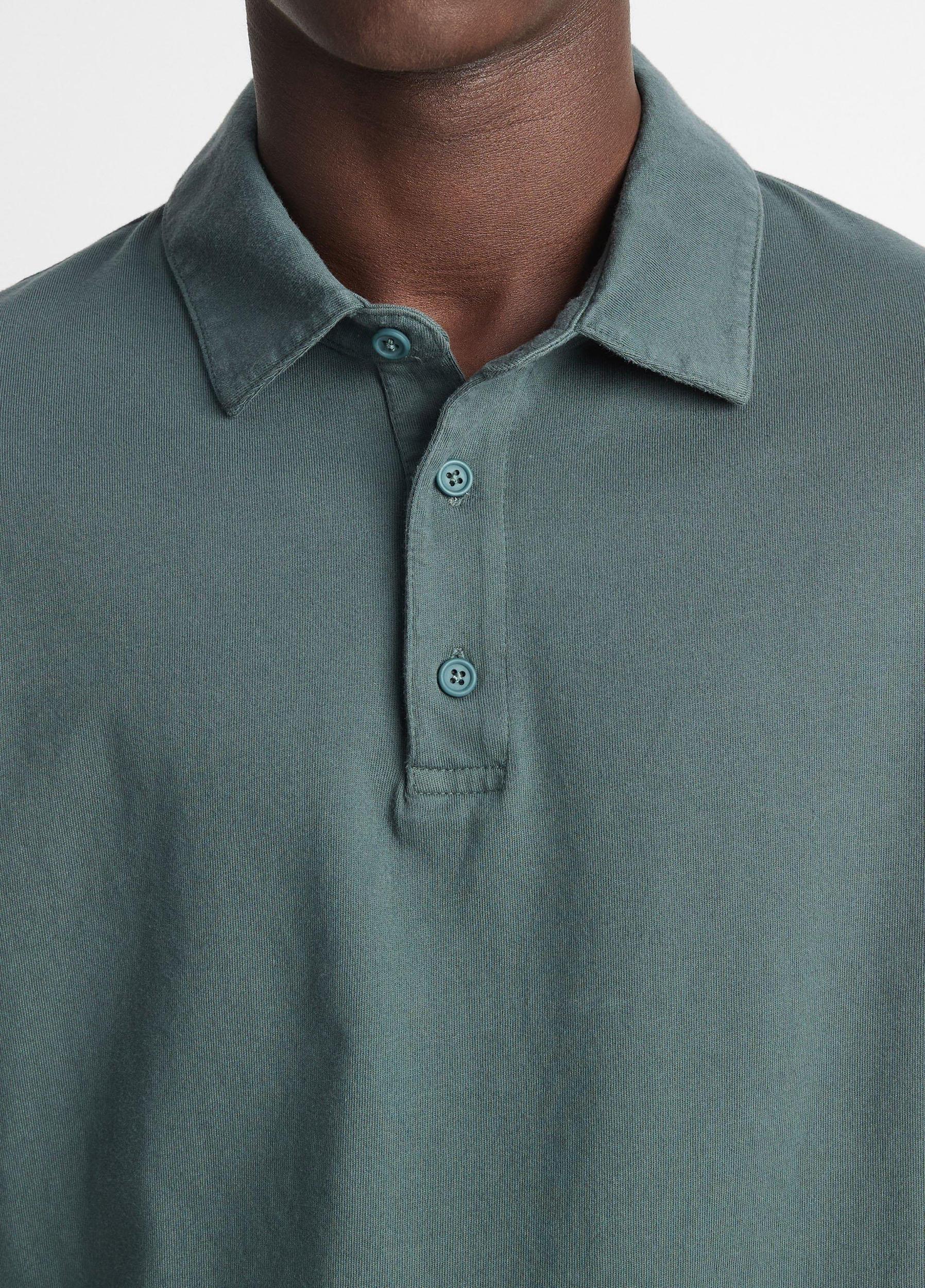 Mens Garment Dye Cotton Polo Shirt, Optic White, Size S Vince Product Image