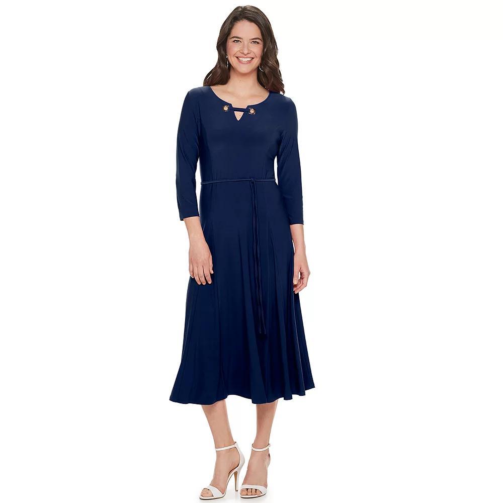 Women's Nina Leonard Grommet-Detail Midi Dress, Size: Small, Blue Product Image