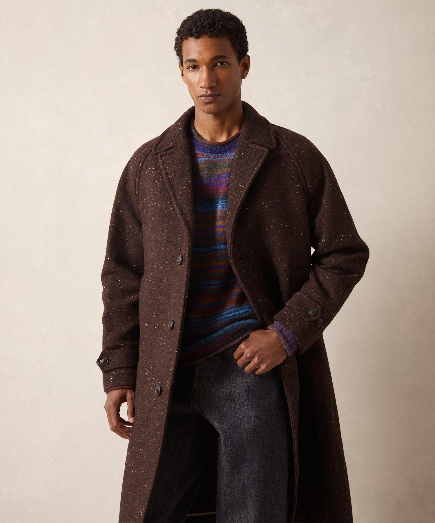 Italian Donegal Wool Balmacaan in Brown Product Image