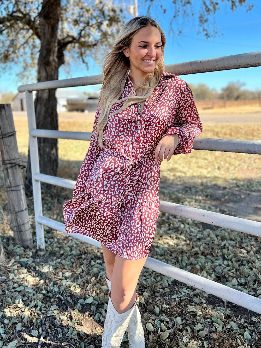 Brick Leopard Print Dress Product Image