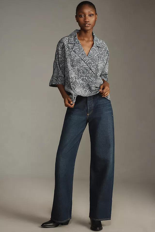 The Dylon Short-Sleeve Wide-Placket Top: Printed Edition Product Image