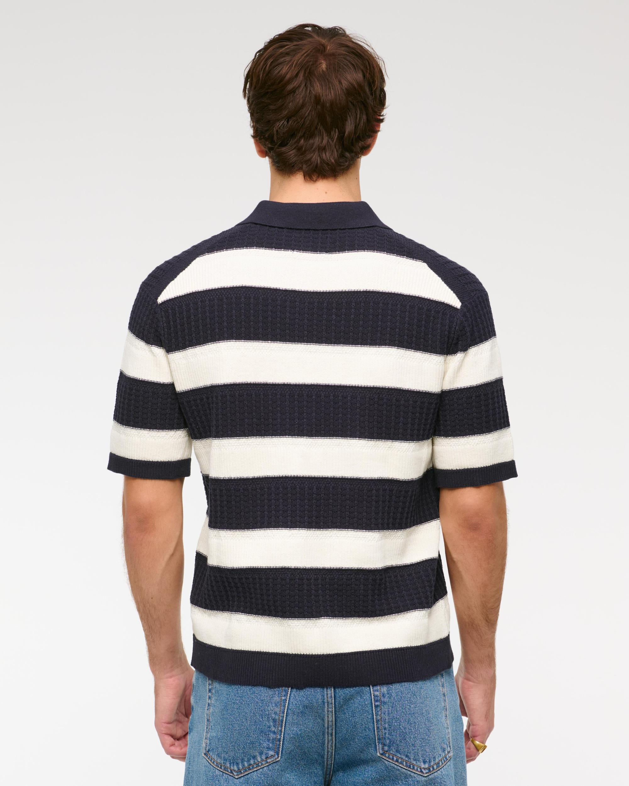 Striped 3-Button Sweater Polo Product Image
