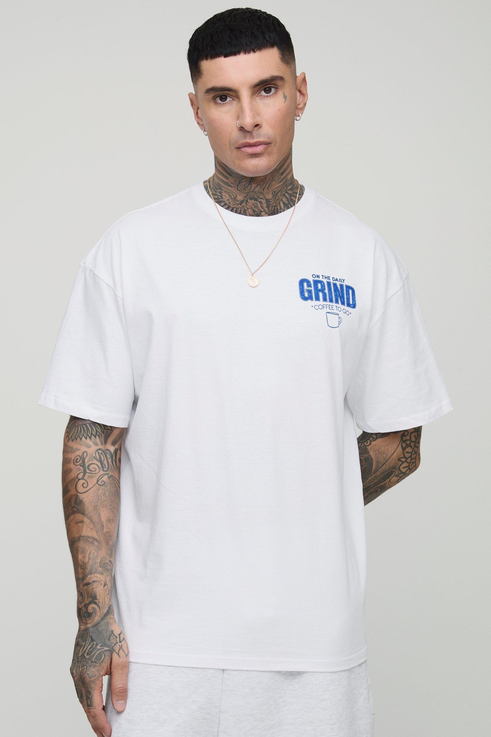 Tall Oversized Always On The Grind Graphic T-Shirt | boohooMAN USA Product Image