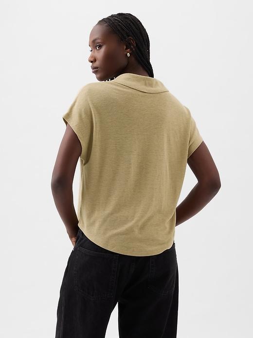 Linen-Blend Polo Shirt Product Image