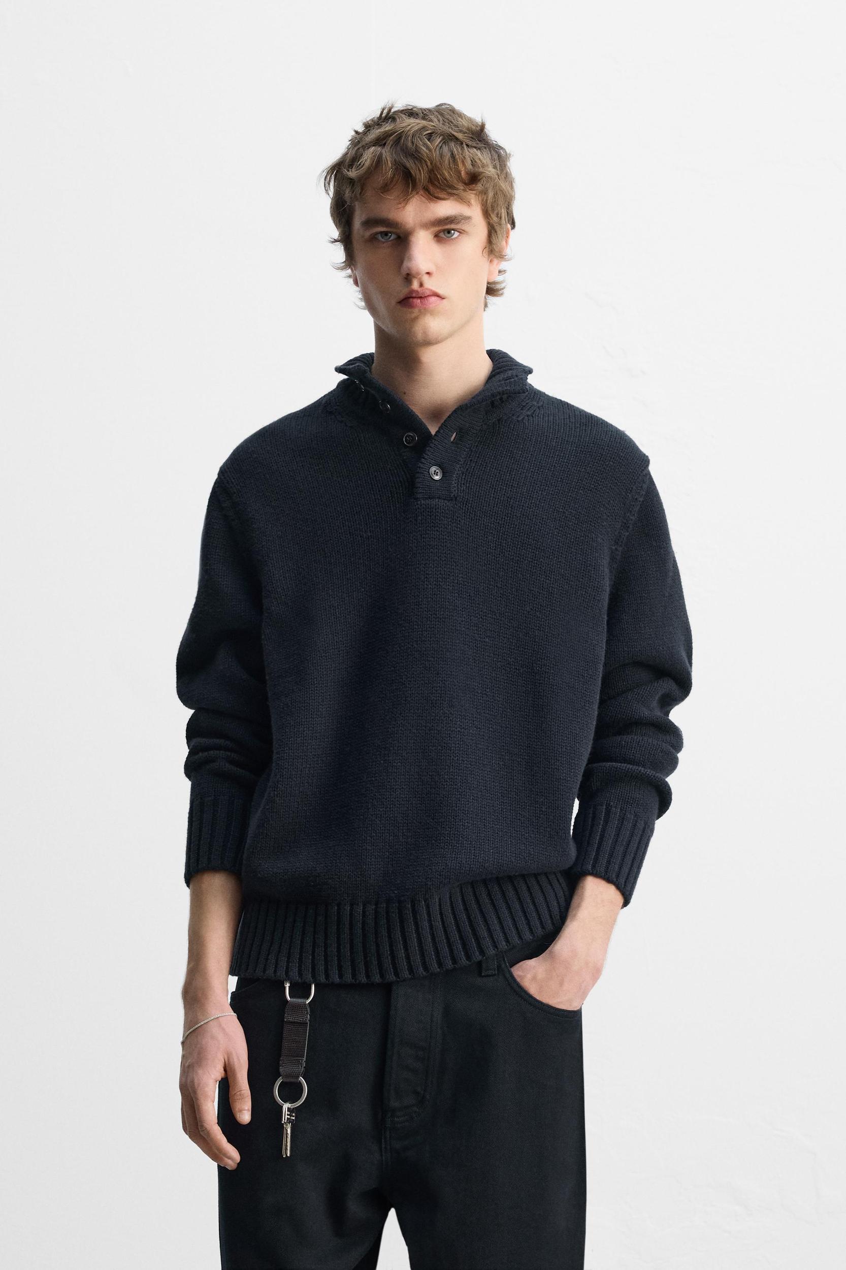 COTTON-WOOL BUTTON SWEATER Product Image