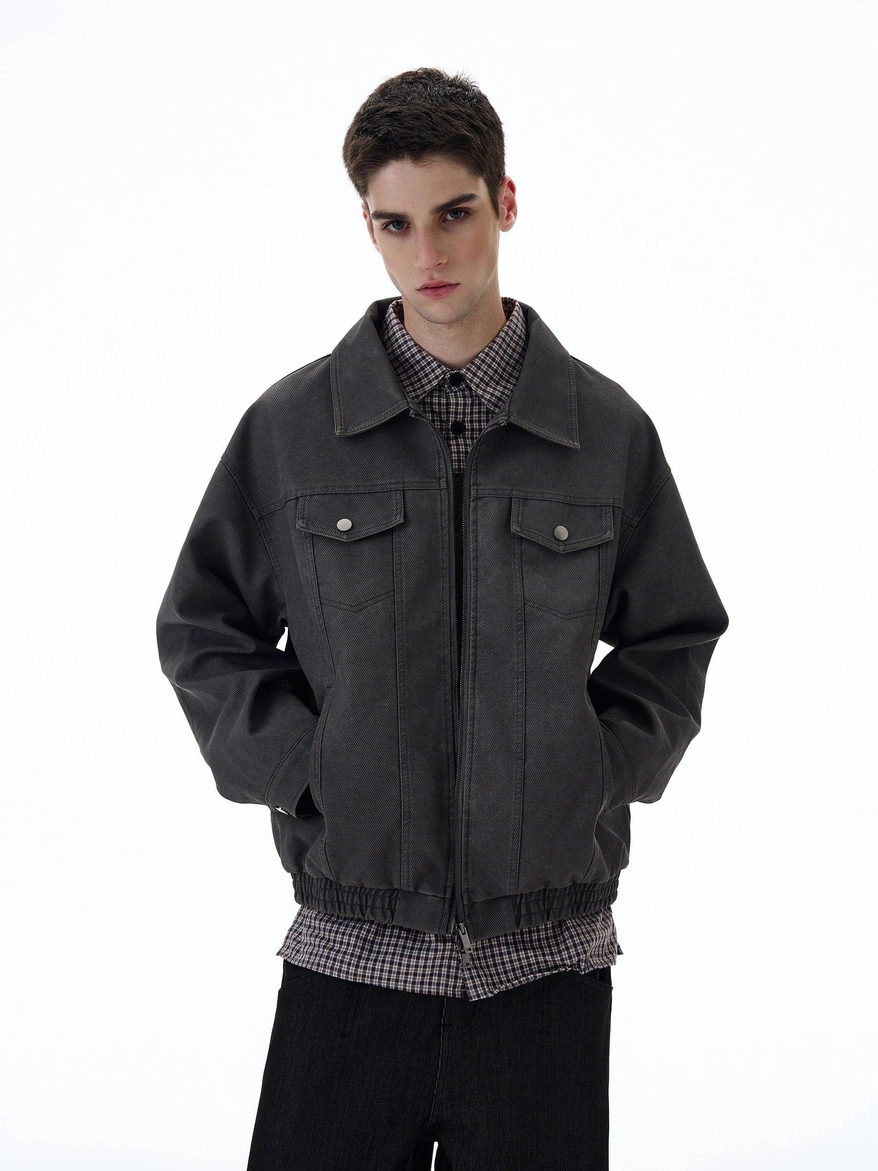 RT No. 20024 GRAY ZIP DENIM JK Product Image
