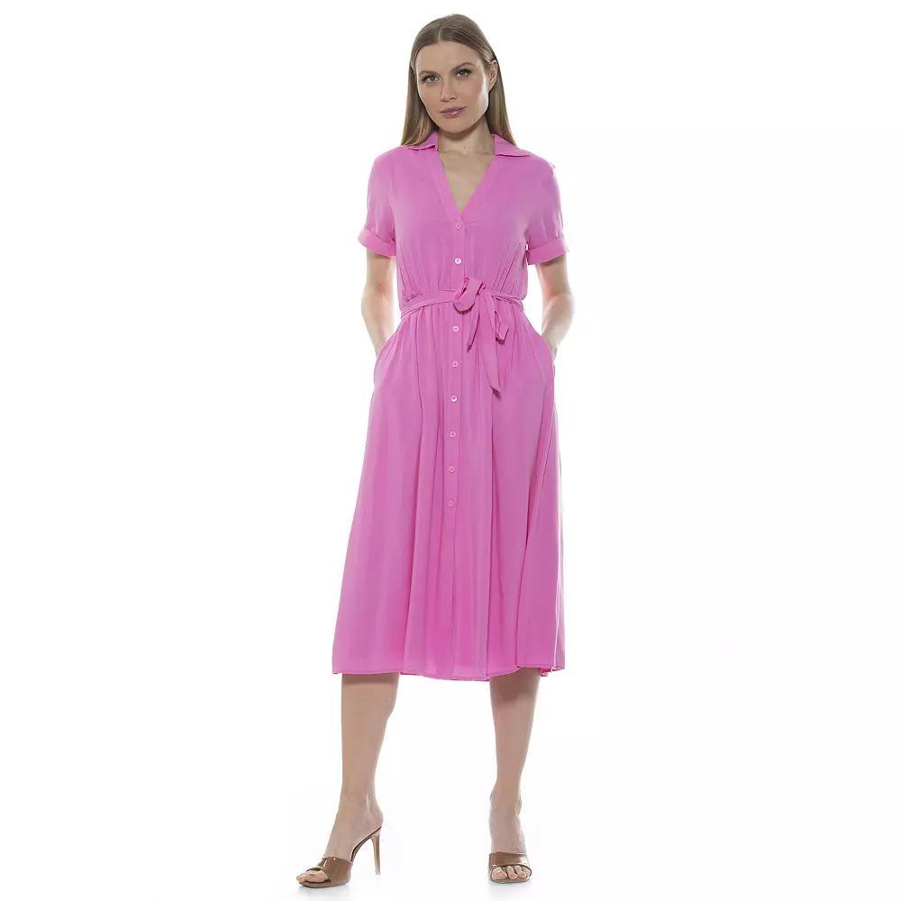 Women's ALEXIA ADMOR Liv Button-Down Midi Shirt Dress, Size: 8, Pink Product Image