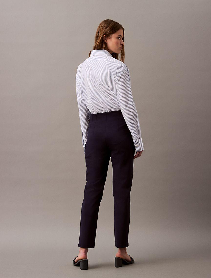 Calvin Klein Women's Ponte Cropped Straight Pants - Blue - XS Product Image