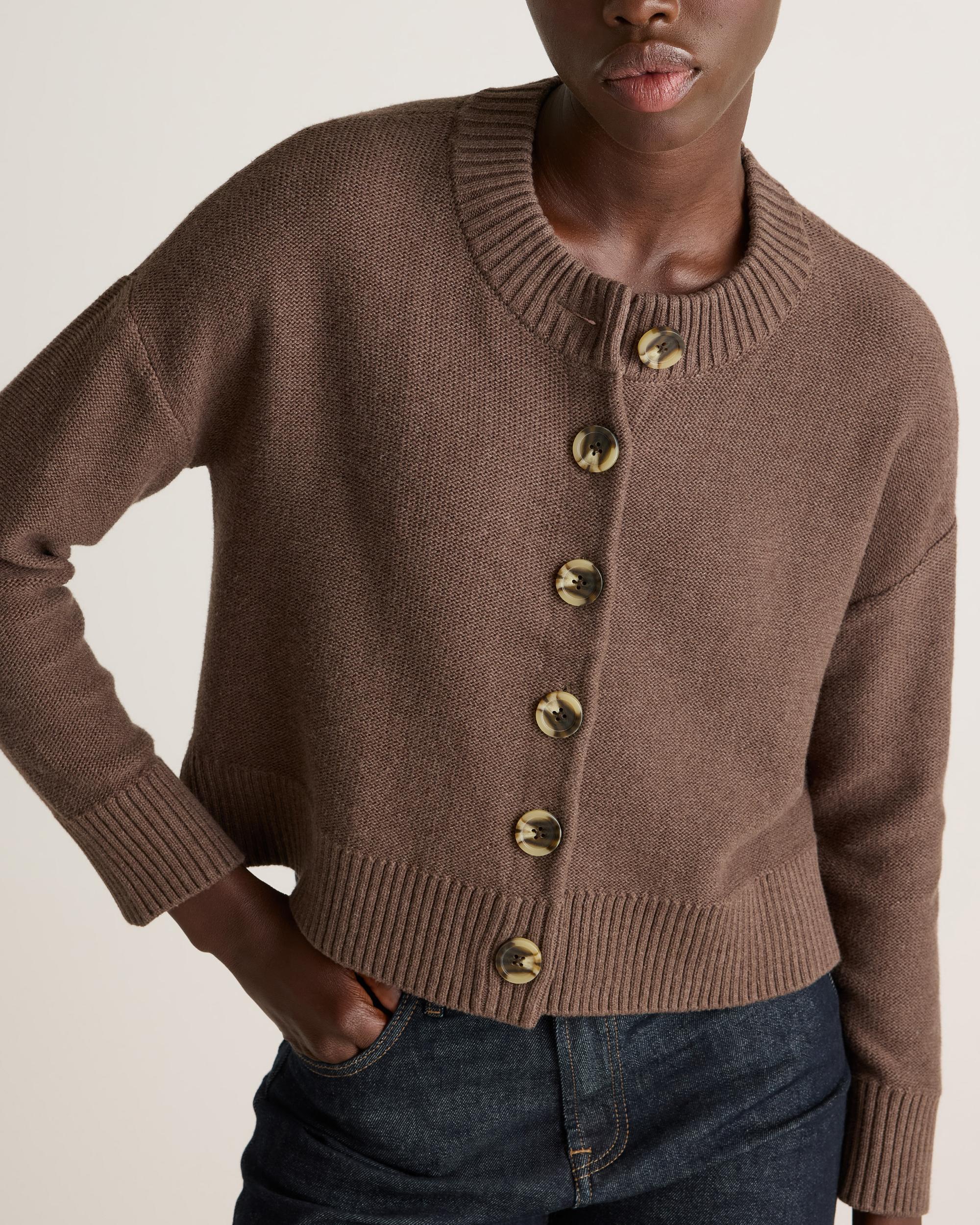 Quince | Women's Cropped Cardigan Sweater Size XL, Organic Cotton Product Image