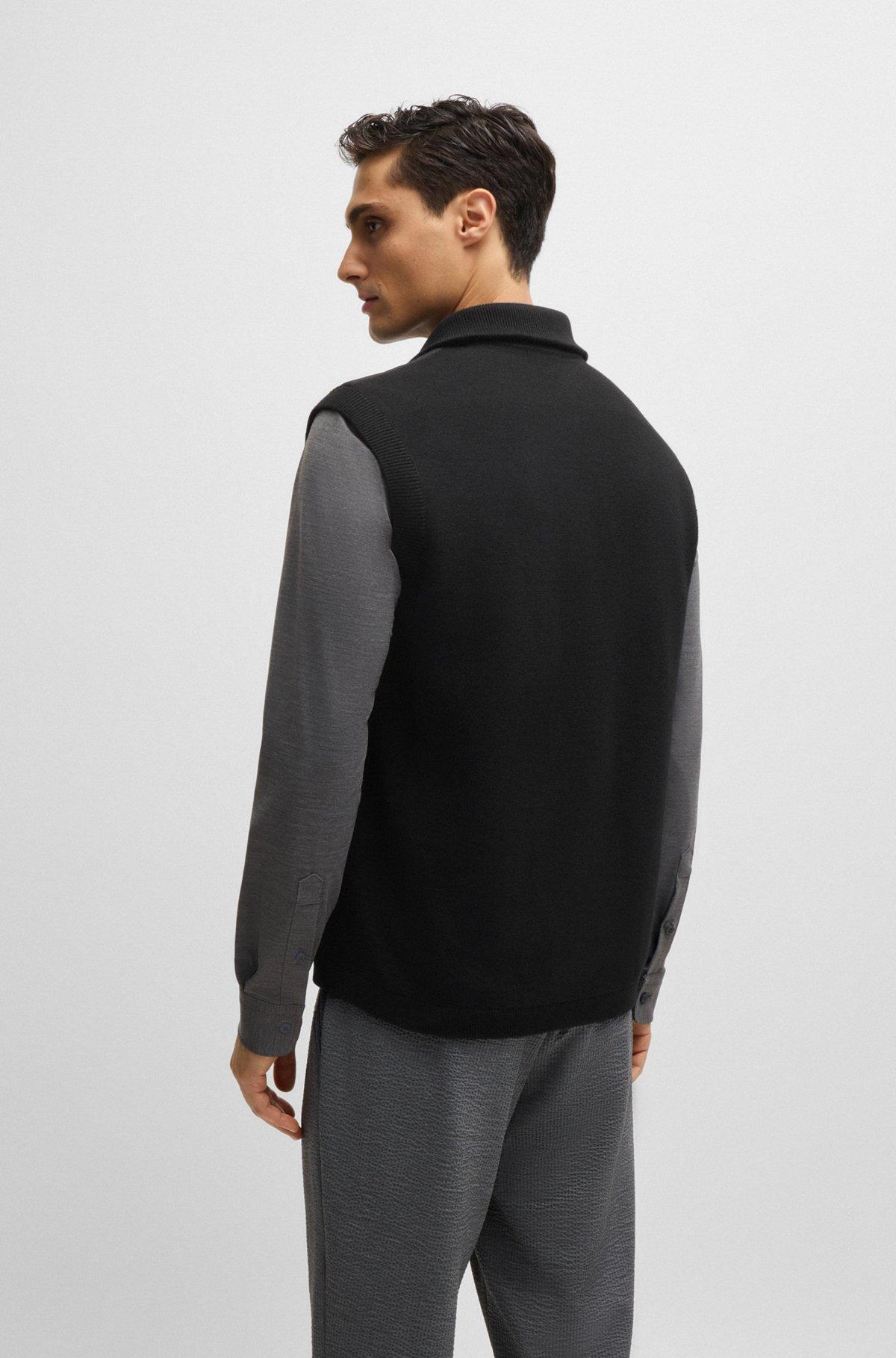 Padded mixed-material gilet with logo badge Product Image