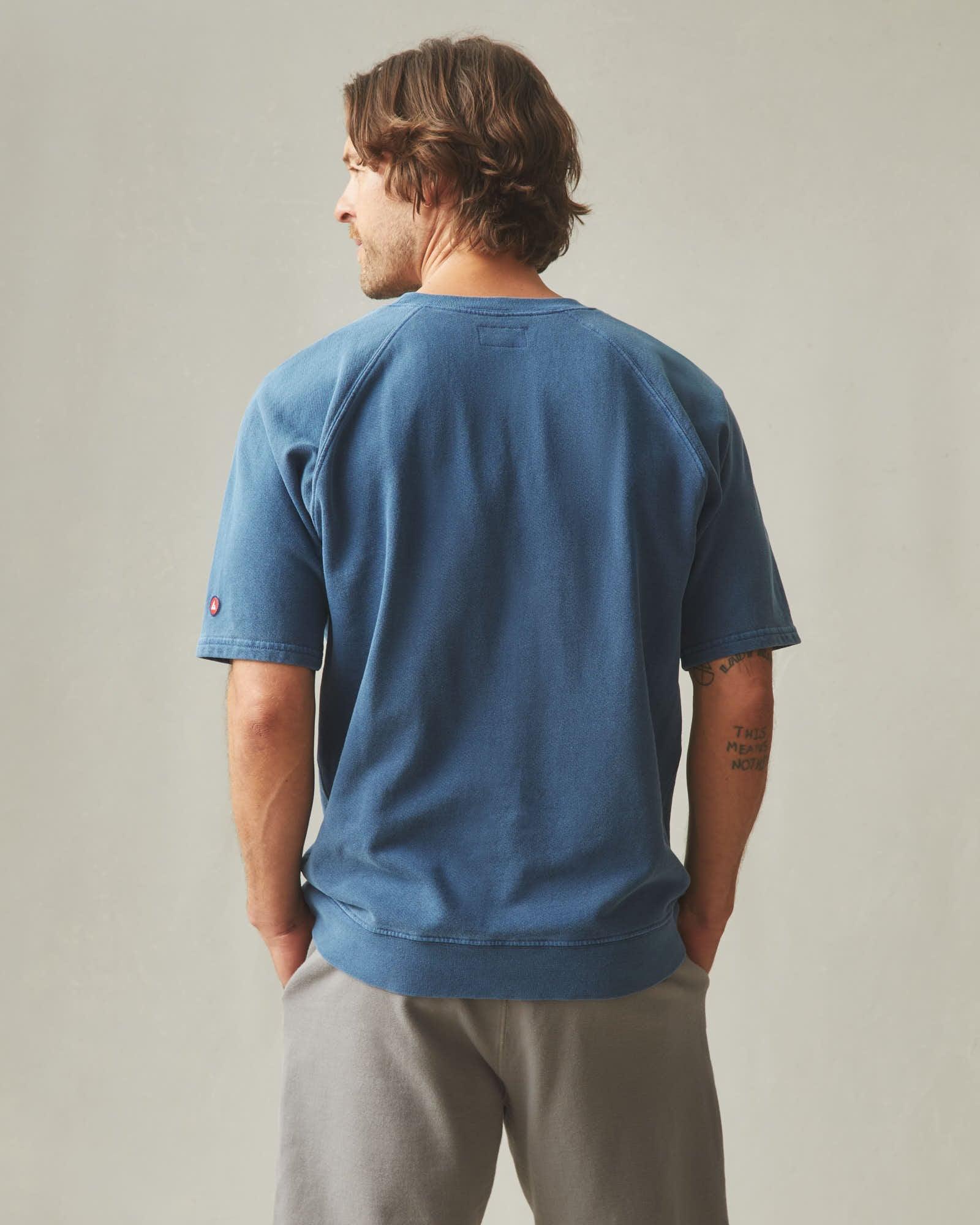 Men's Distressed French Terry Tee - Marine Navy Product Image