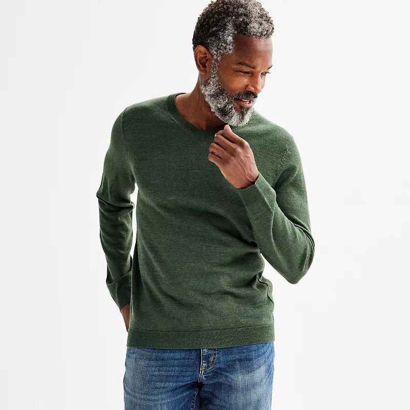 Mens Apt. 9 Merino Blend V-Neck Sweater Blue Product Image
