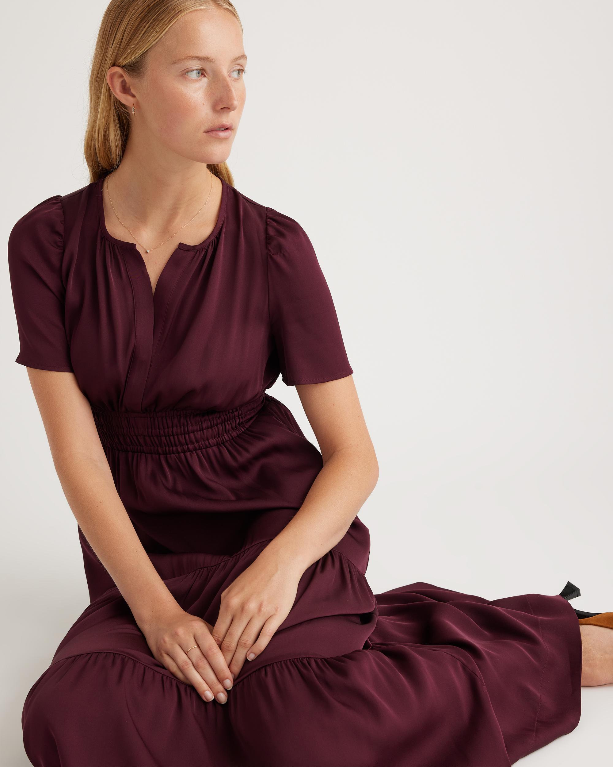 Quince | Women's Washable Stretch Silk Tiered Maxi Dress Product Image