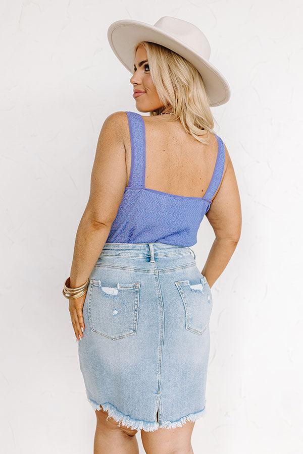 Life Of The Party Knit Bodysuit in Dark Periwinkle Curves Product Image