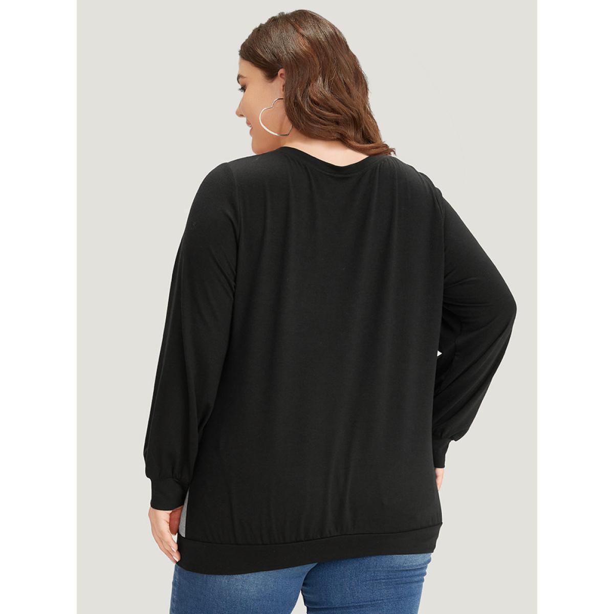 Plus Size Striped Contrast Button Up Elastic cuffs Sweatshirt Women Multicolor Casual Elastic cuffs Open Front Dailywear Sweatshirts BloomChic 12/L Product Image