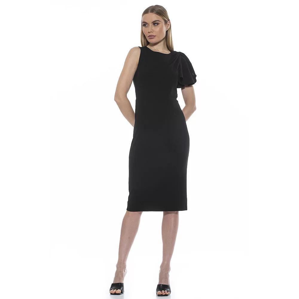Women's ALEXIA ADMOR Crewneck Draped Midi Sheath Dress, Size: Small, Pink Product Image