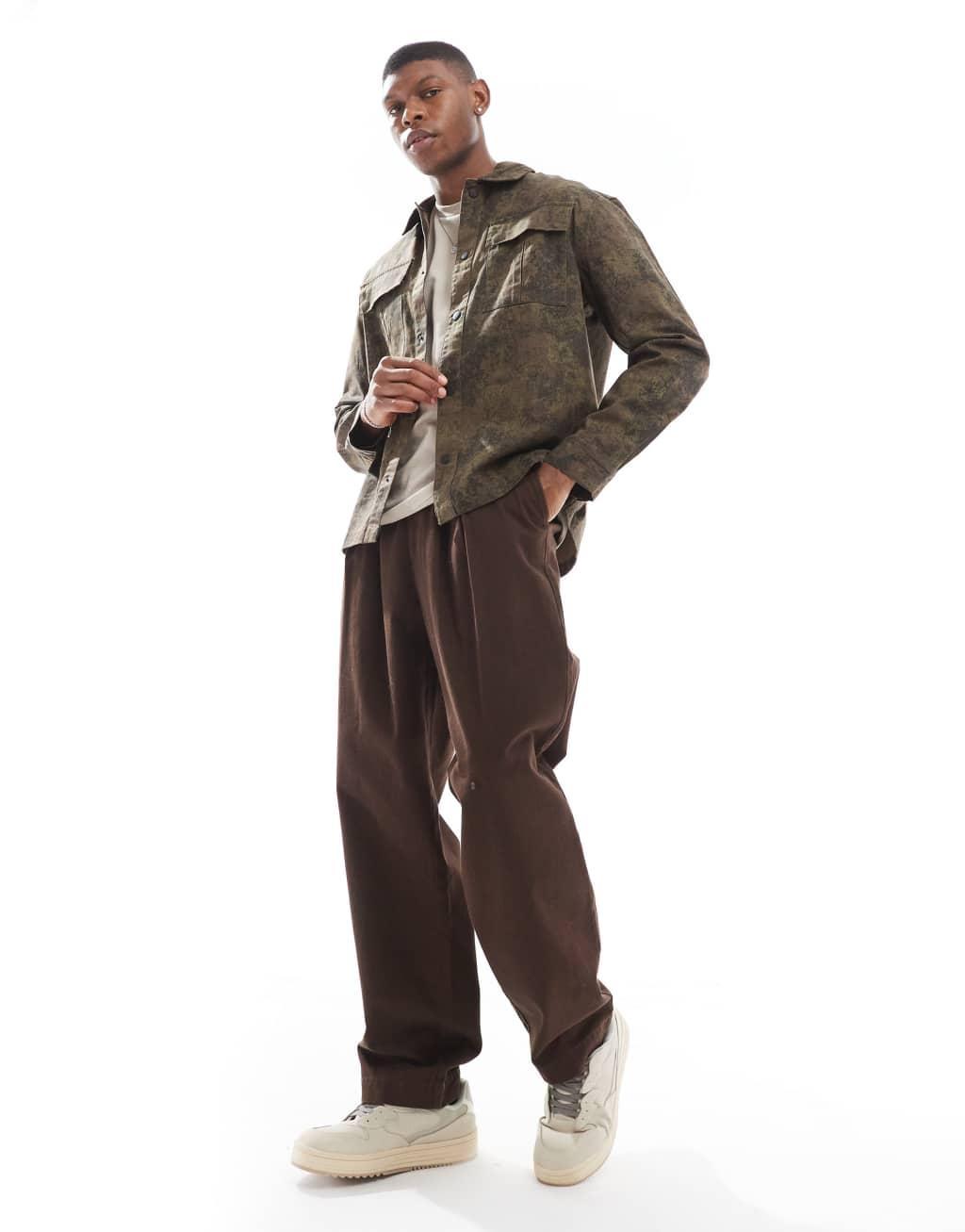 River Island Ame le Nuit overshirt in camo Product Image