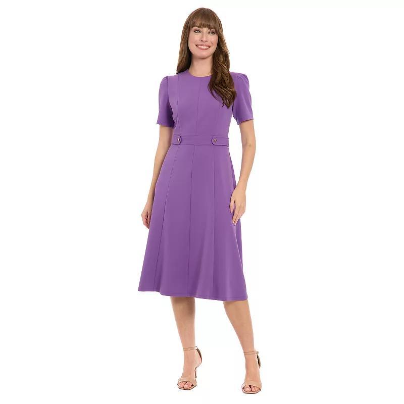 Women's London Times Solid Side Tab Fit & Flare Dress, Size: 12, Eggplant Product Image