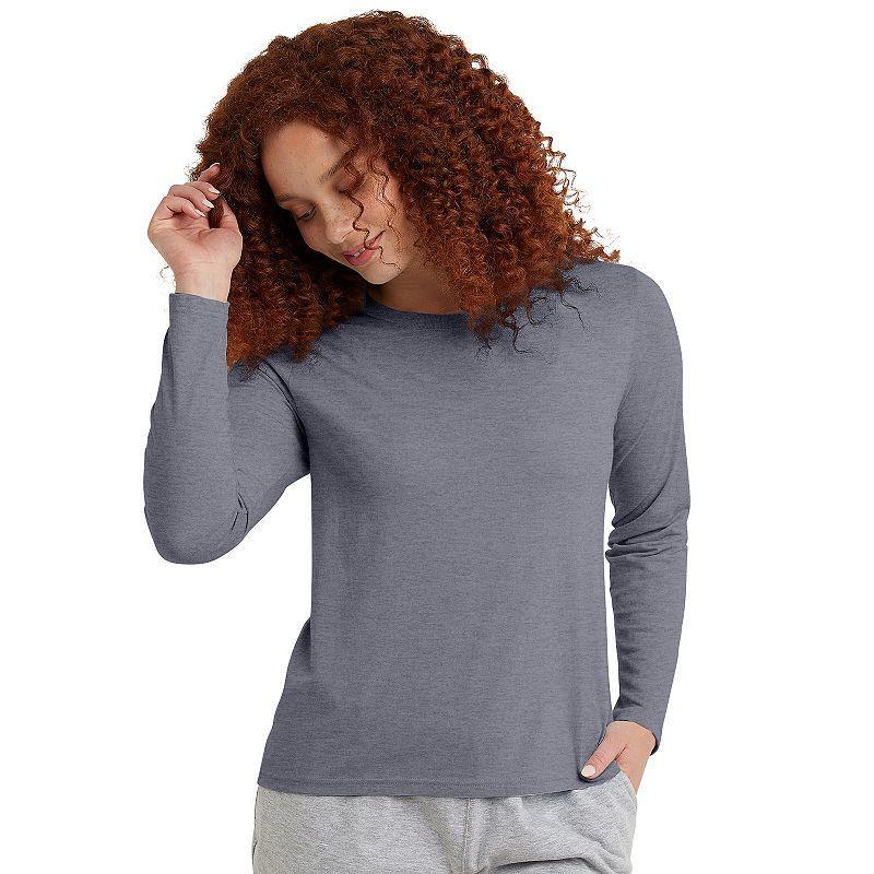 Hanes Originals Womens Tri-Blend Long-Sleeve T-Shirt Black XL Product Image