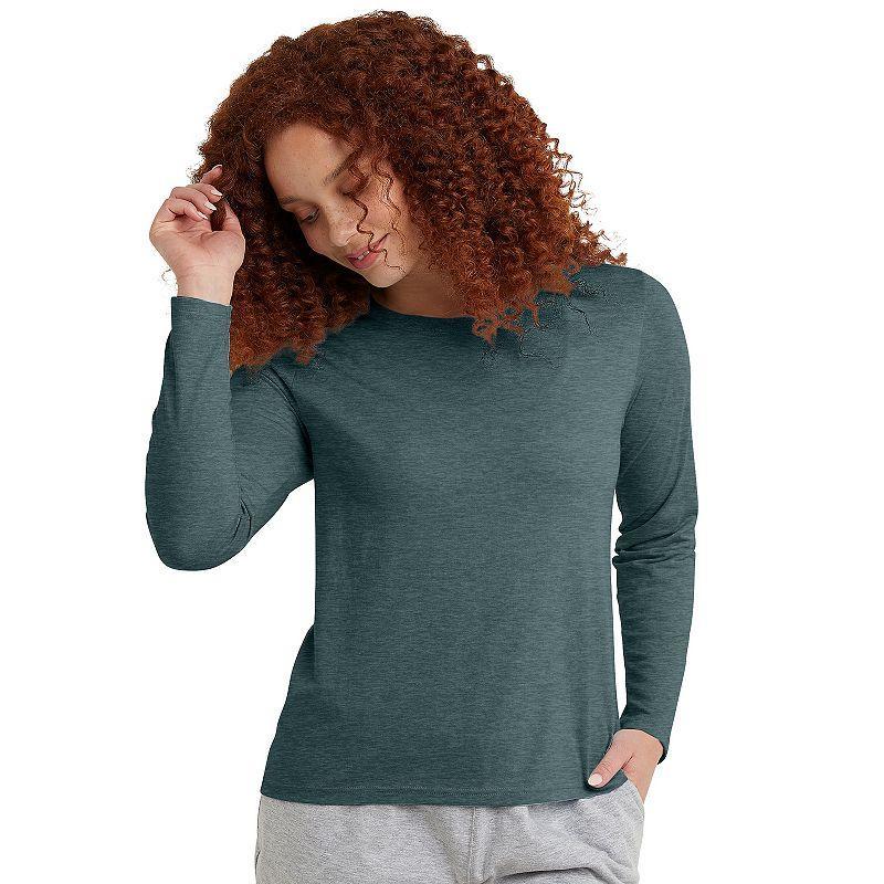 Hanes Originals Womens Tri-Blend Long-Sleeve T-Shirt Black XL Product Image
