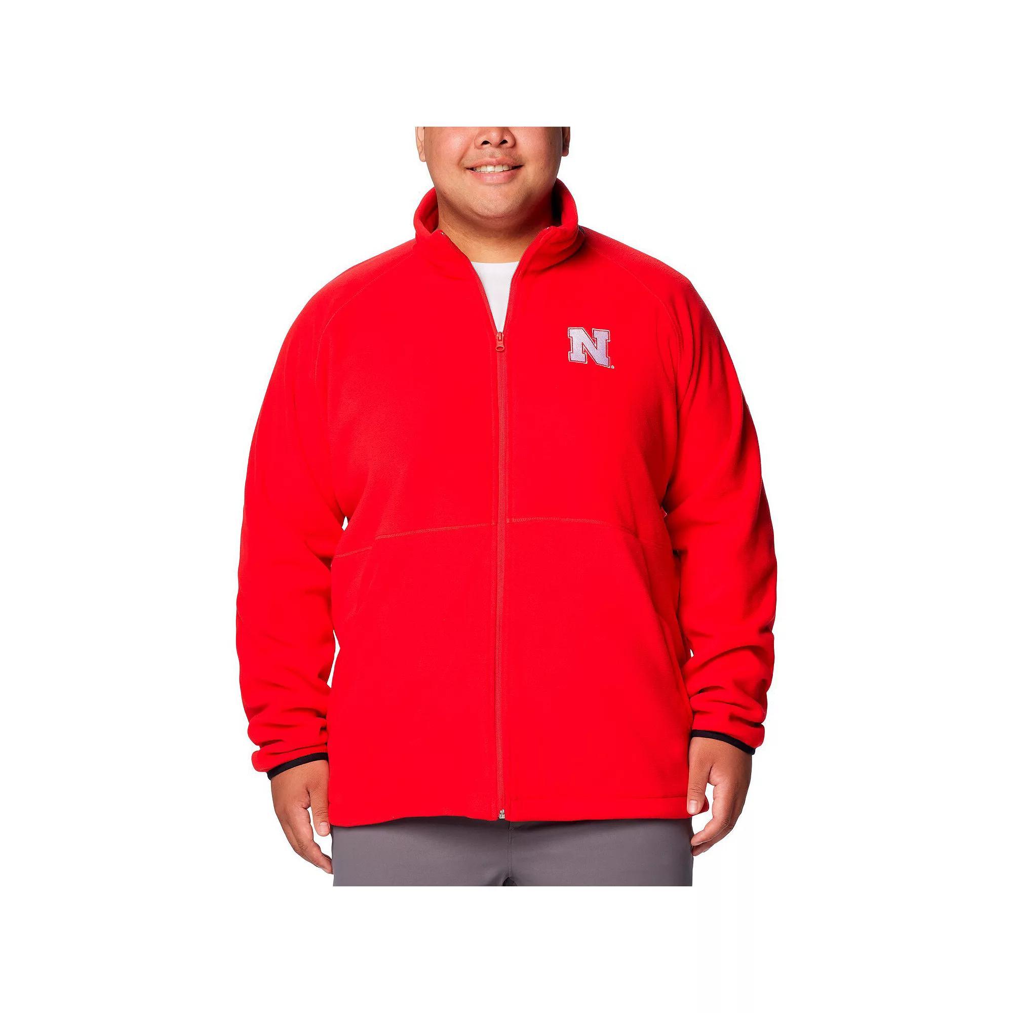Men's Columbia  Scarlet Nebraska Huskers Big & Tall Flanker™ IV Fleece Raglan Full-Zip Jacket, Size: 4XLT, Red Product Image