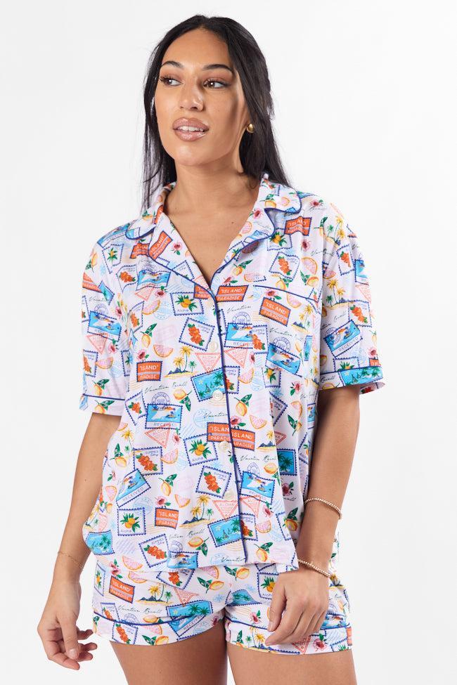 Under the Stars Postcards Short Sleeve Pajama Top DOORBUSTER Product Image