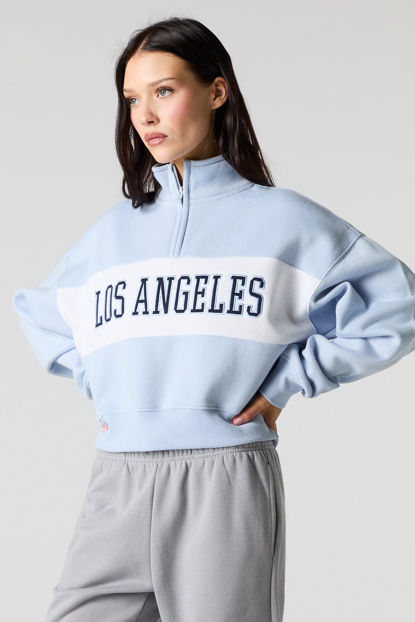 City Twill Embroidered Quarter Zip Fleece Sweatshirt Female Product Image