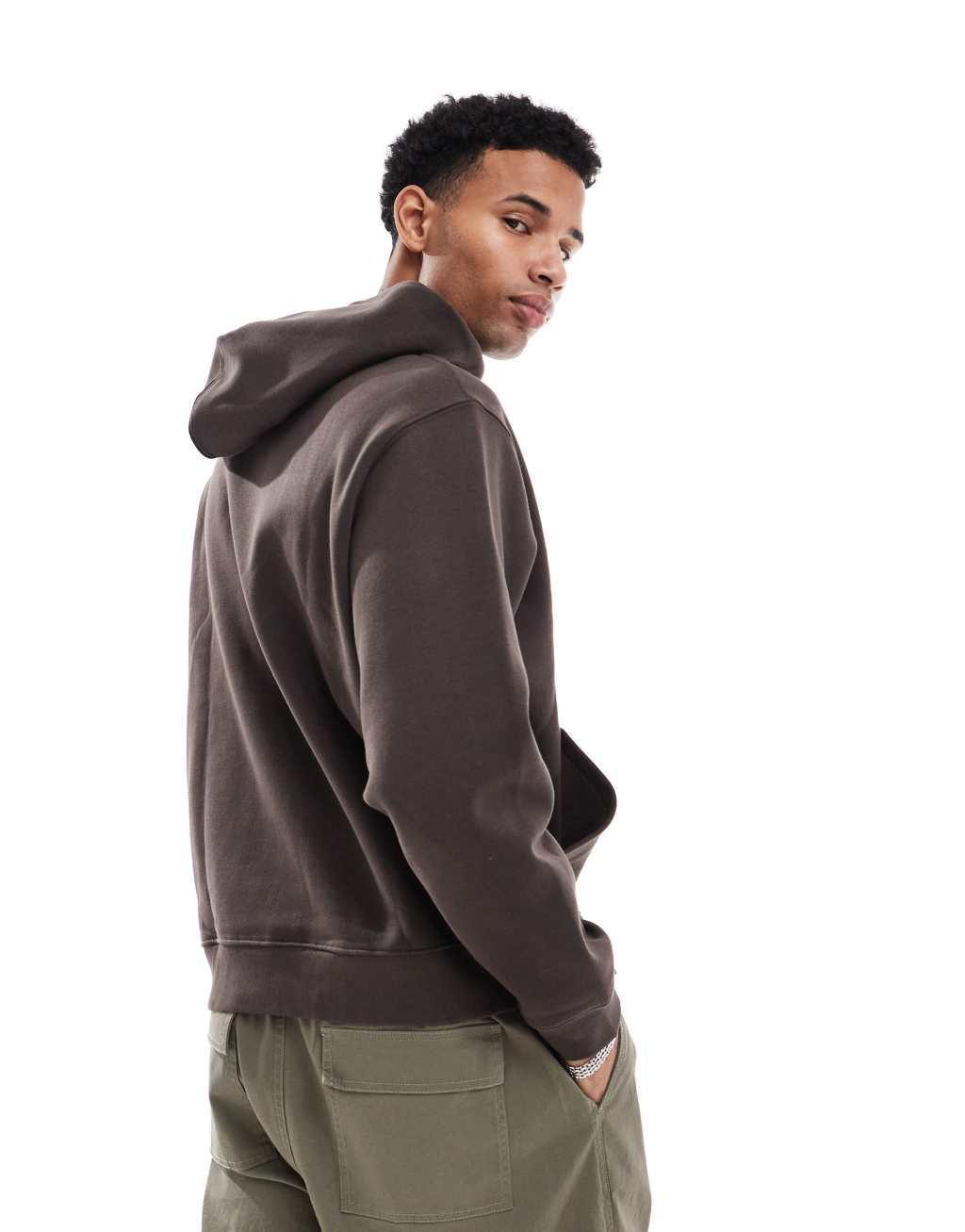 Jack & Jones Premium oversized 400gsm heavyweight hoodie in chocolate brown  Product Image