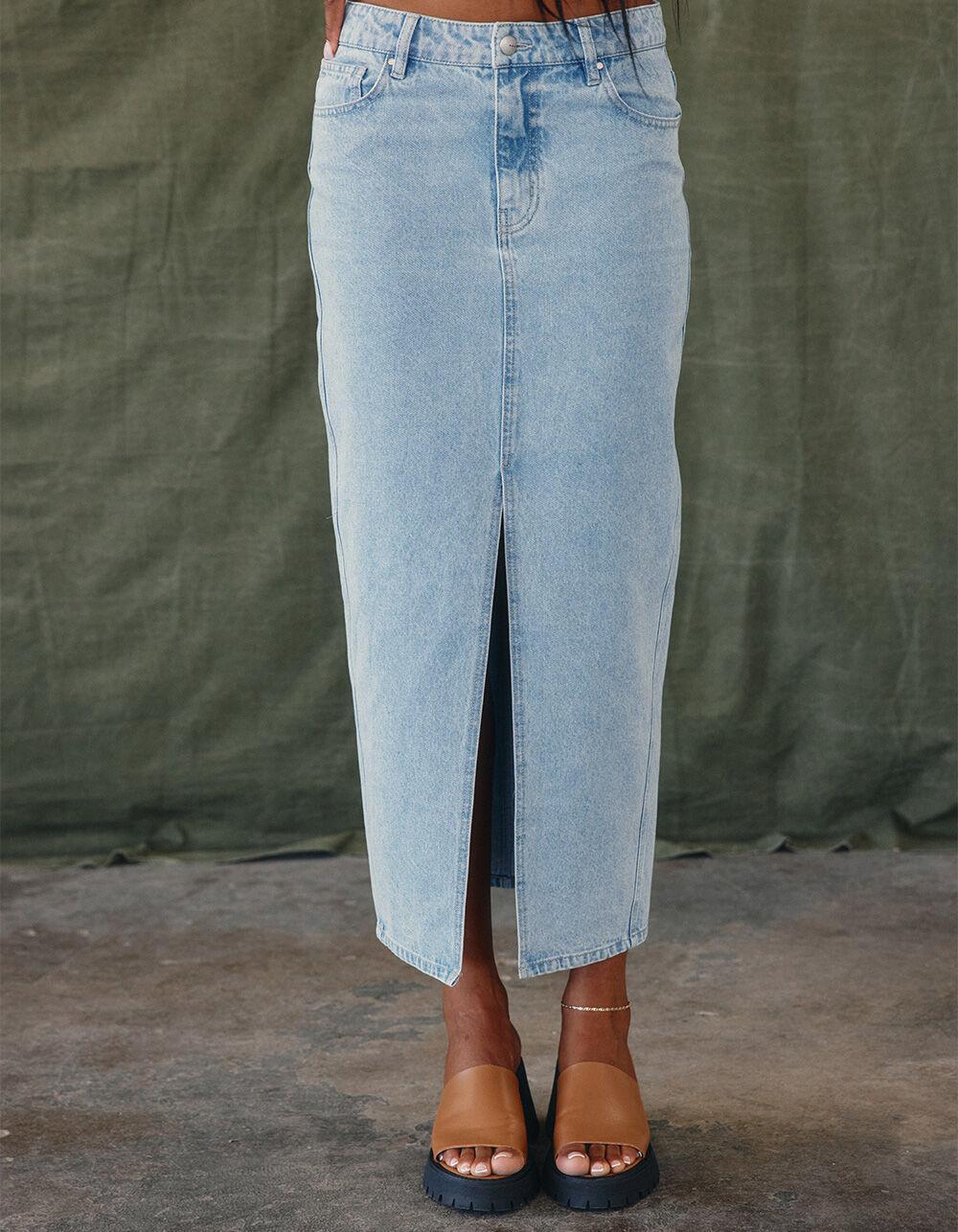 WEST OF MELROSE Womens Denim Maxi Skirt - LIGHT WASH Product Image