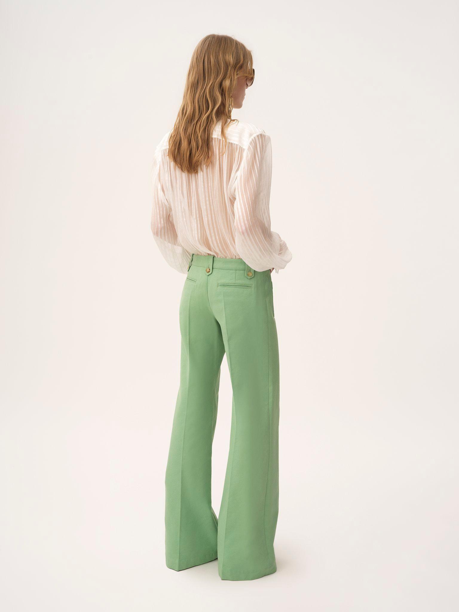 Gathered blouse in silk mousseline & lace Product Image