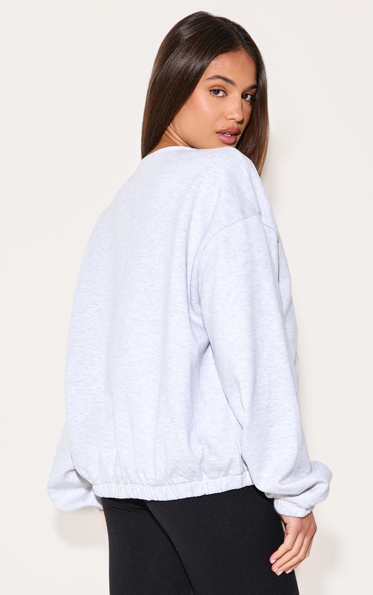  Ash Grey Premium Oversized Boxy Collarless Zip Sweat Top Product Image