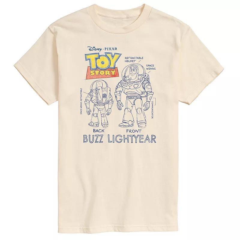 Disney / Pixars Toy Story 4 Mens Buzz Sketches Graphic Tee Ivory Product Image