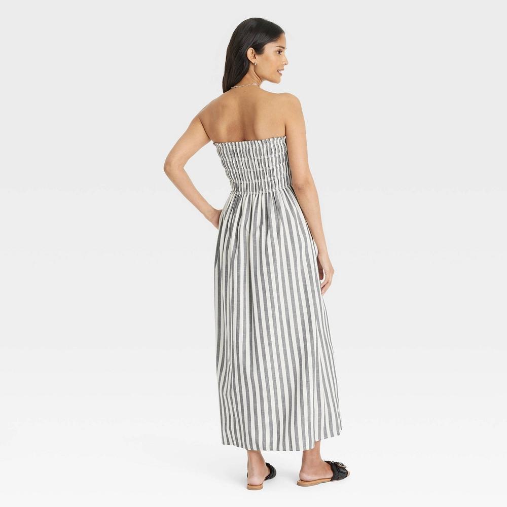 Womens Midi A-Line Dress - Universal Thread Striped L: Cotton Rayon Blend, Backless, Pullover, Side Pocket Product Image