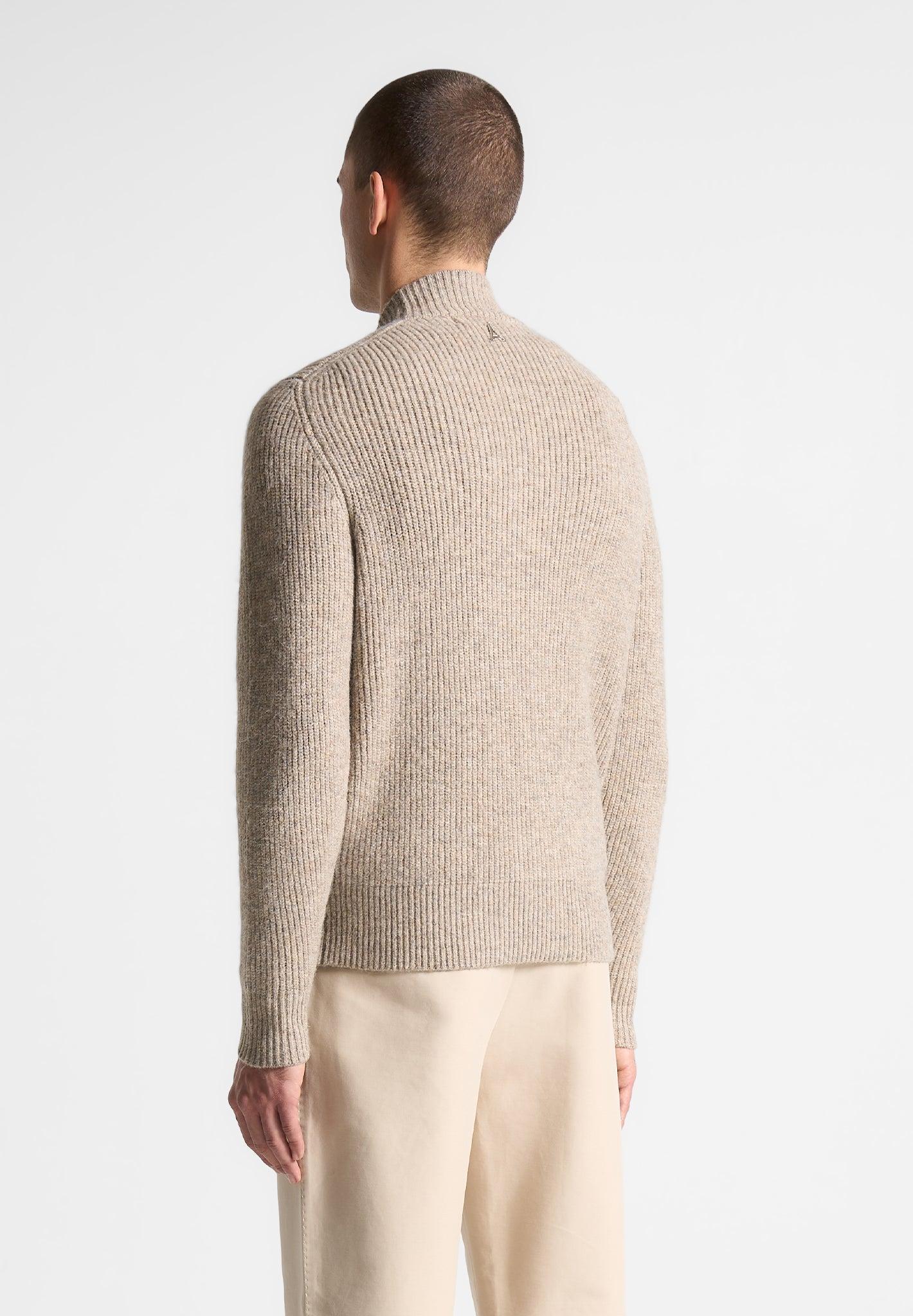 Double Breasted Brushed Knit Cardigan - Taupe Male Product Image