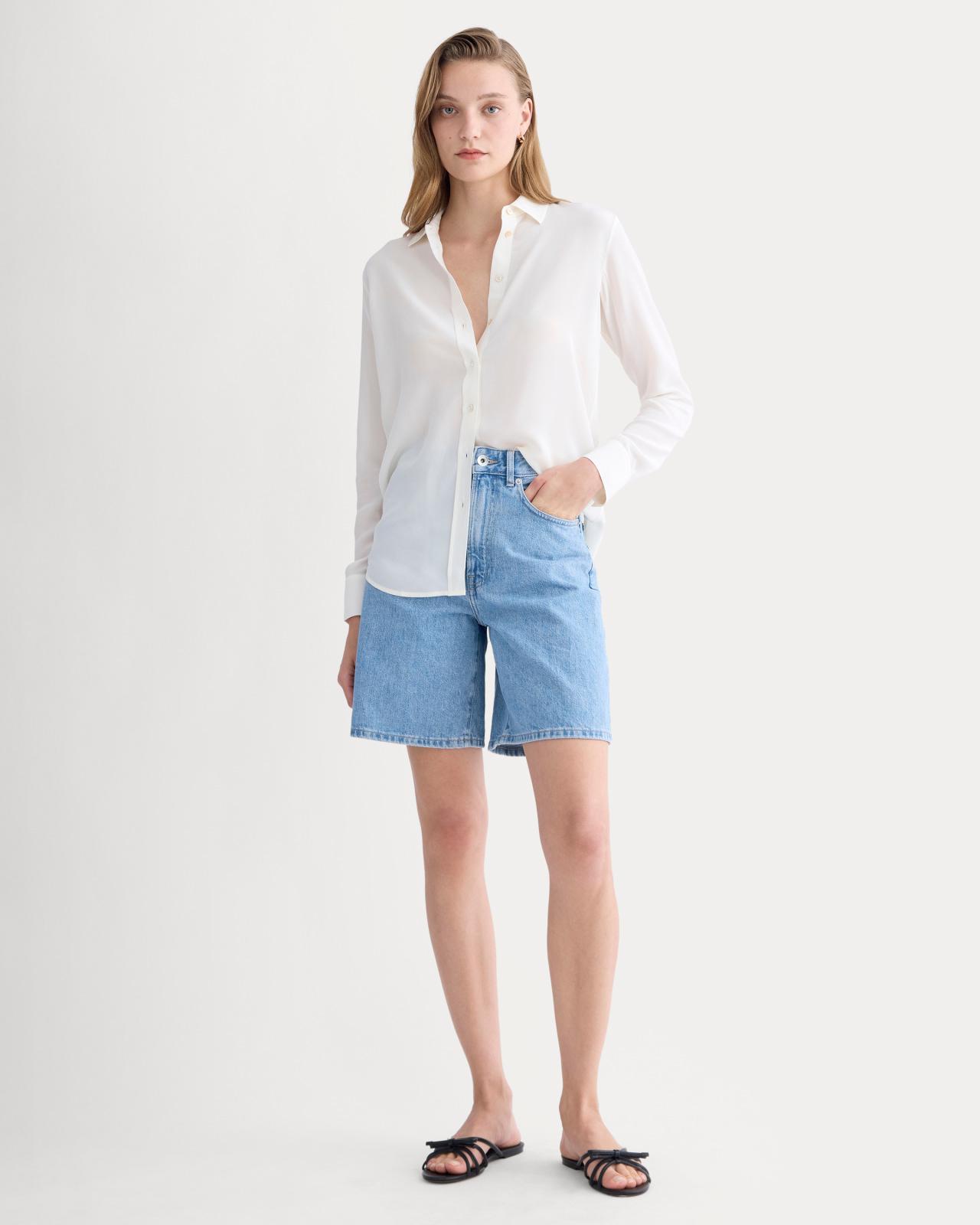 The Long A-Line Denim Short Product Image