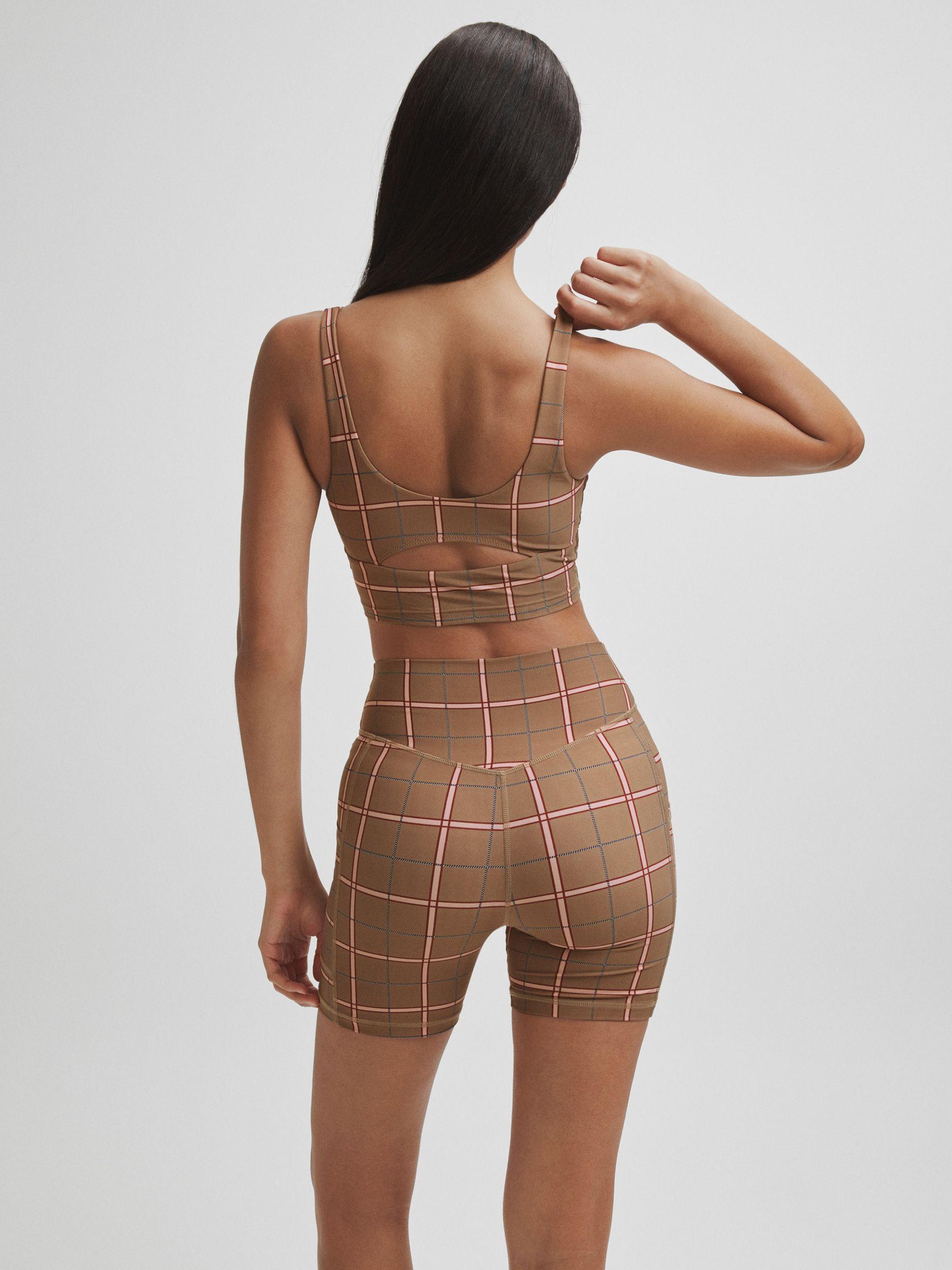 The Upside Check Sports Bra in Brown Check Product Image