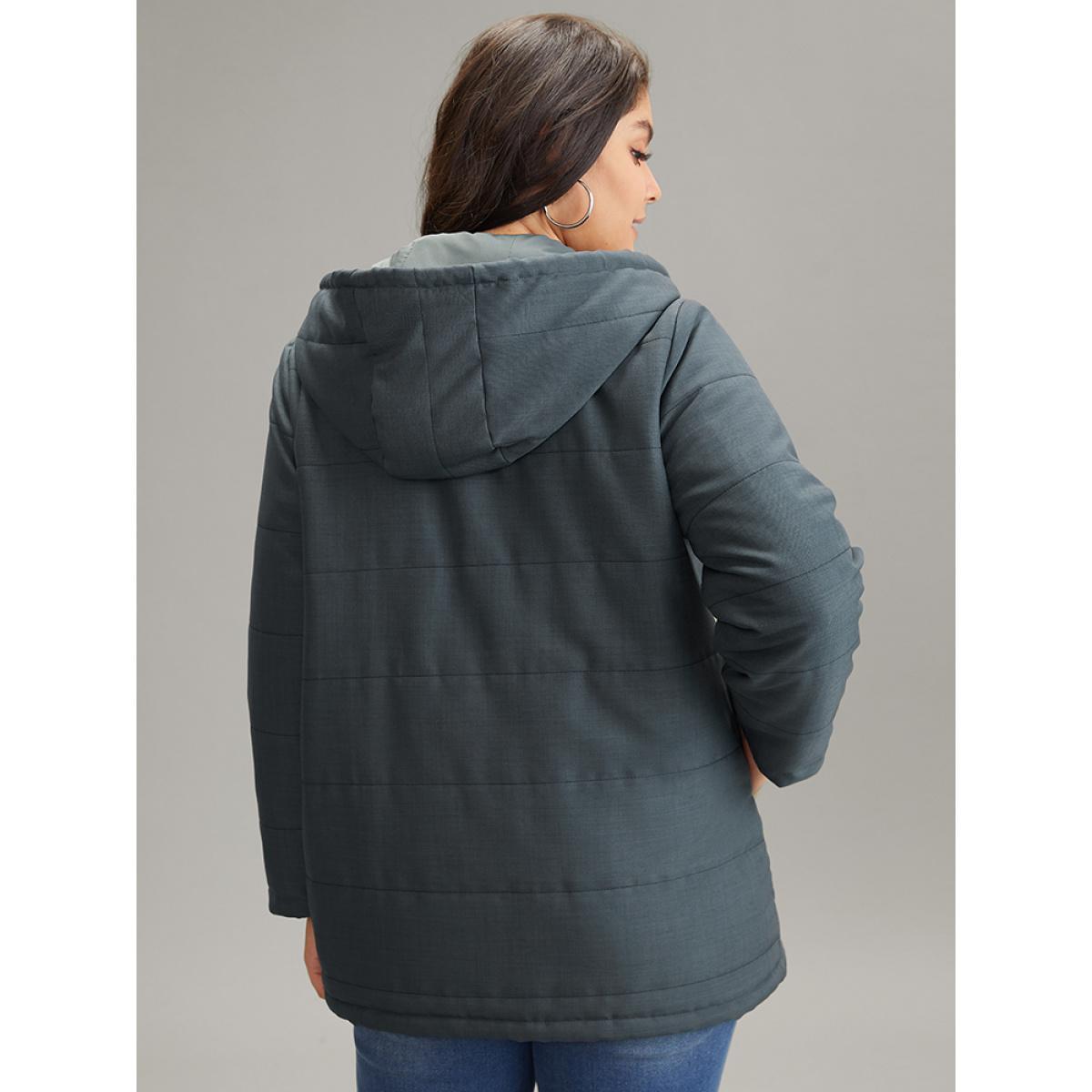 Plus Size Women Dailywear Plain Lined No stretch 22-24/3X Pocket Casual Cotton Jackets BloomChic Product Image