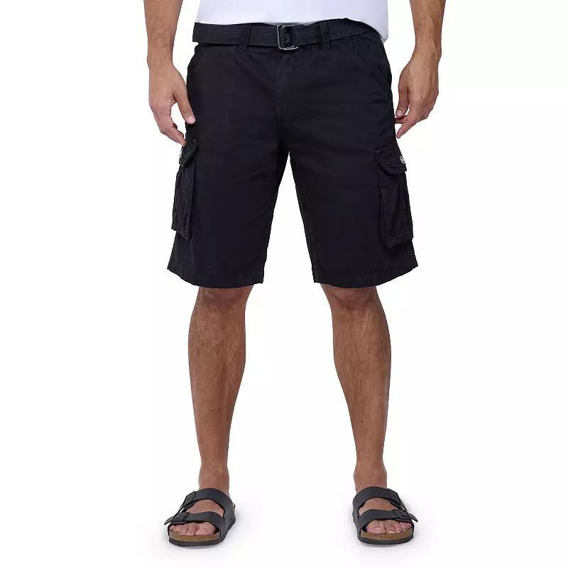 Men's RAW X by Xray Regular-Fit Belted Button Cargo Shorts, Size: 36, Black Product Image