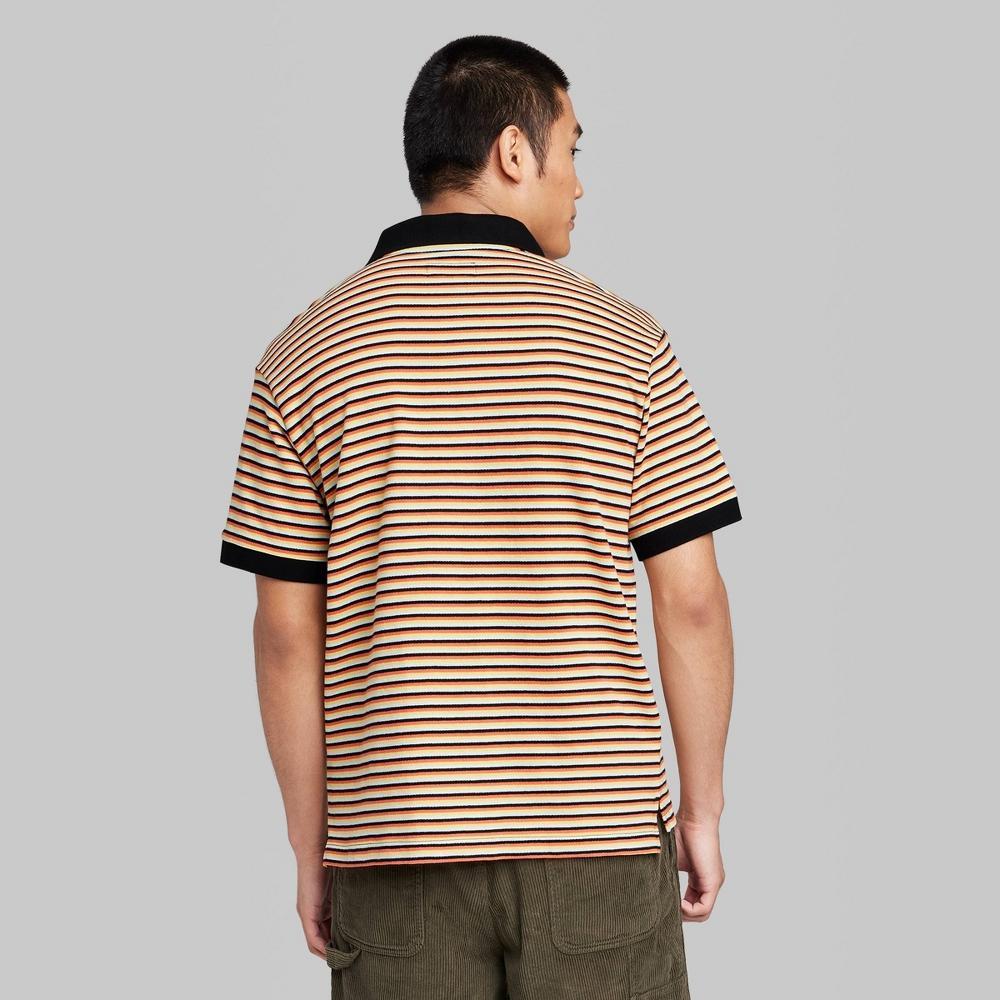 Men's Striped Collared Polo Shirt - Original Use™ XL Orange/Black: Cotton, Short Sleeve Product Image