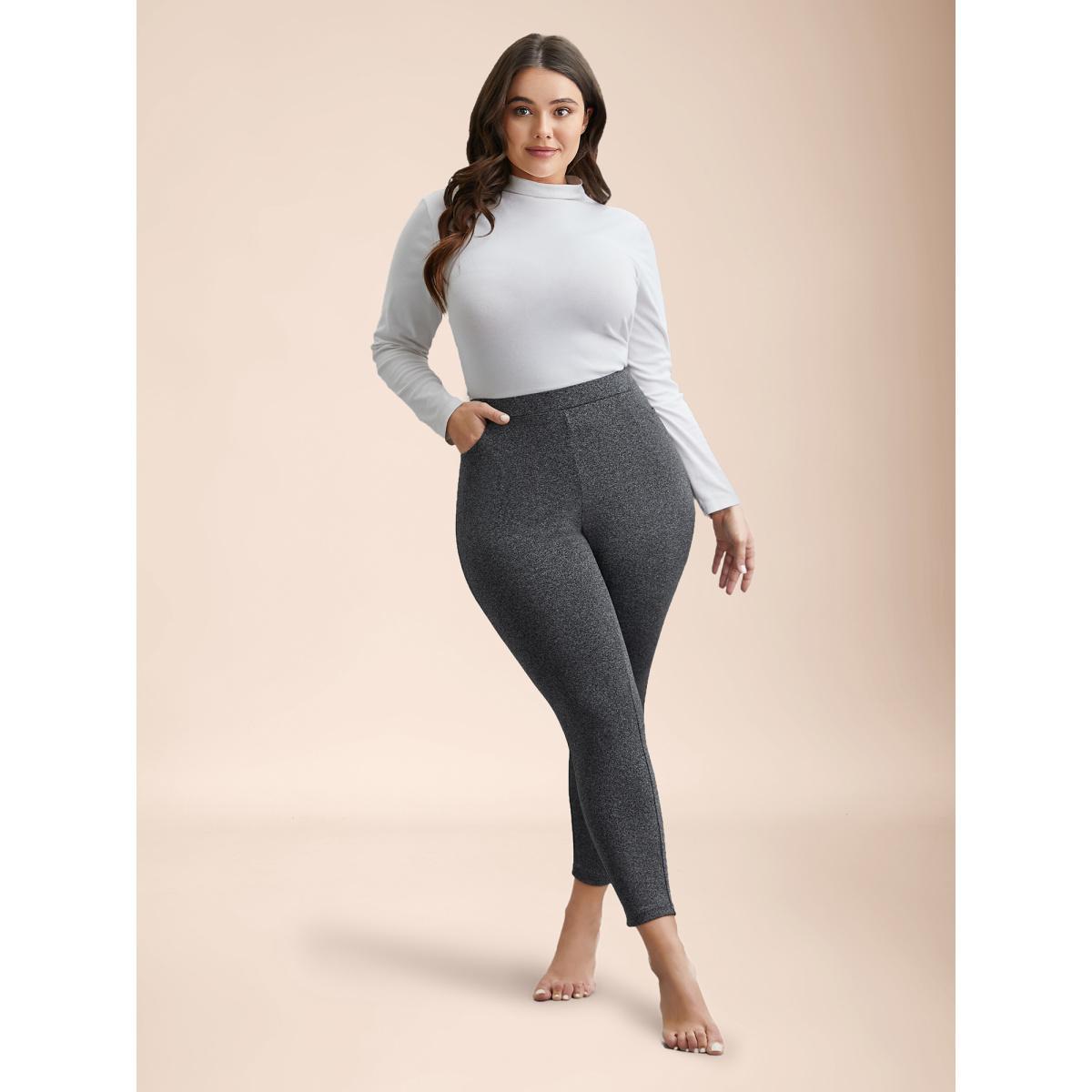 Plus Size Heather High Stretchy Skinny Fit Leggings Women DimGray Casual High stretch Skinny Mid Rise Everyday Leggings BloomChic 12/L Product Image