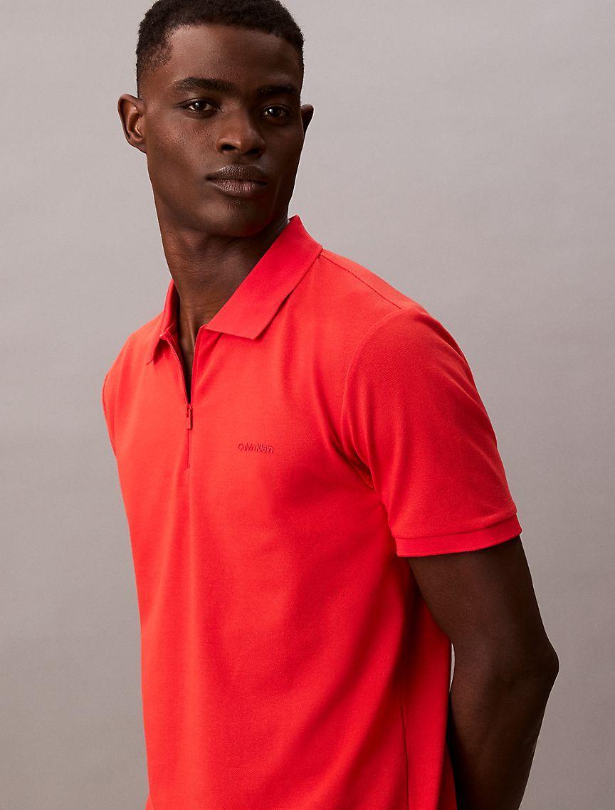 Tech Pique Zip Polo Shirt Product Image