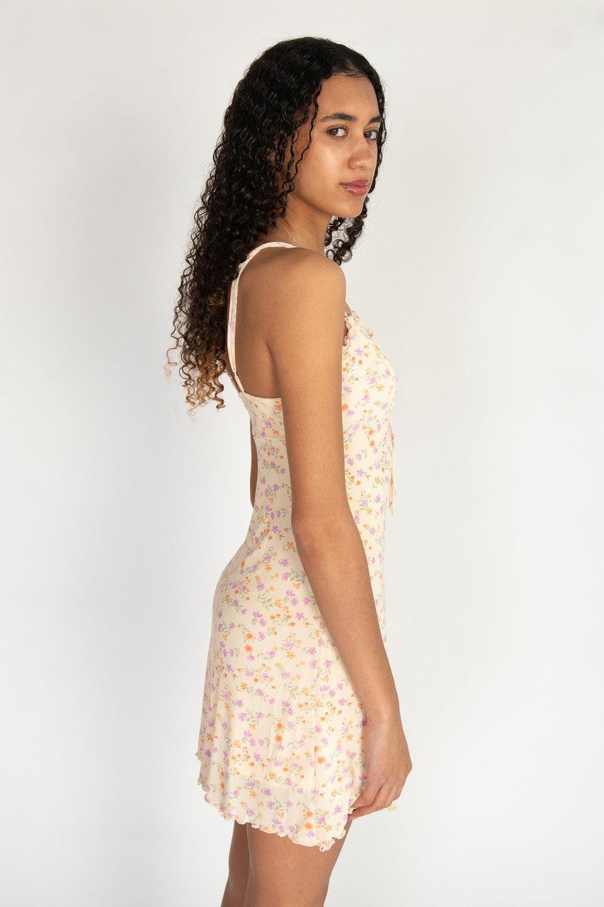 Ruffle Trim Floral Mesh Dress Product Image