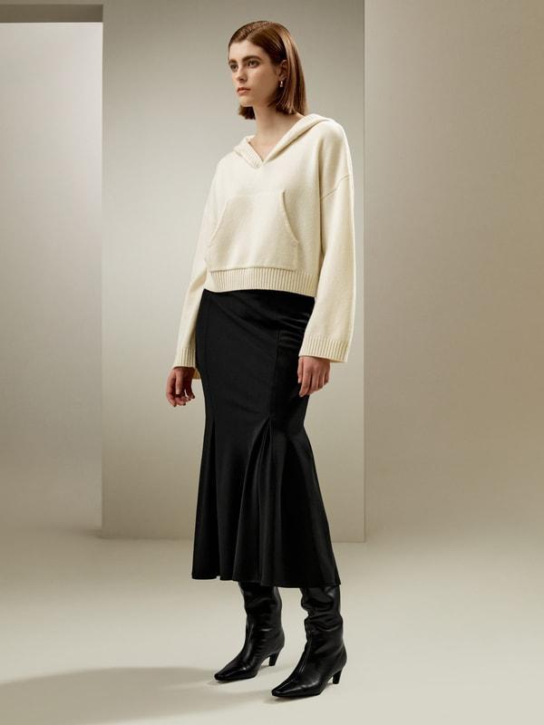 Cropped Wool-Cashmere Blend Hoodie Product Image